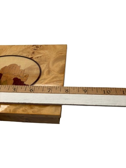 Vintage Wood Inlay Music Box Table Or Jewelry Box with Storage Plays Beautifully - Picture 8 of 12